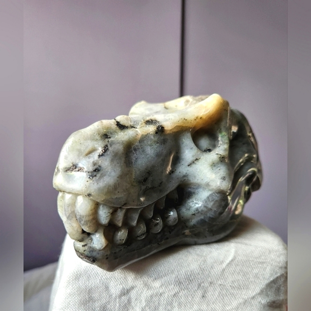 LARGE LABRADORITE T-REX CRYSTAL SKULL